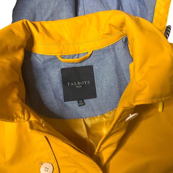 Talbots Yellow Long Hooded Trench Coat 3X - Picture 7 of 9
